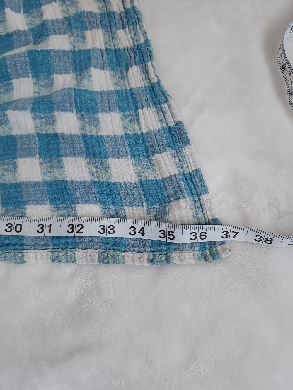Bébé au Lait Single Aqua & White Check Cotton Muslin Swaddle - Picture 5 of 7